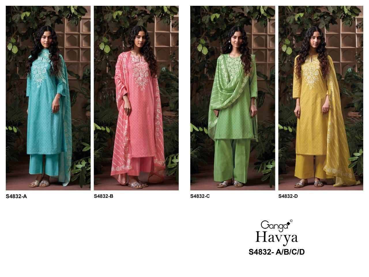 HAVYA 4832 Series By Ganga Fashion Beautiful Festive Suits Stylish Colorful Fancy Casual Wear & Ethnic Wear PREMIUM COTTON Dresses At Wholesale Price